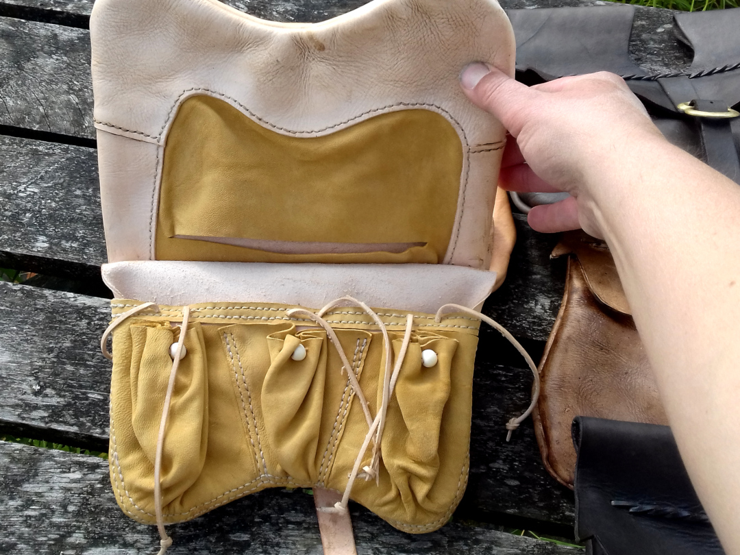 A large medieval pouch with interior pockets