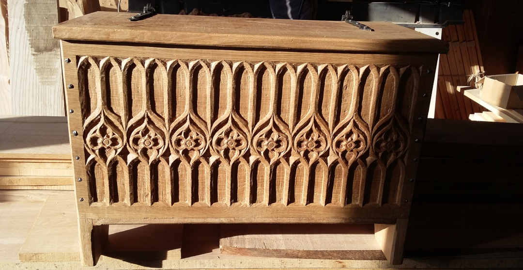 Ornate carved wooden chest
